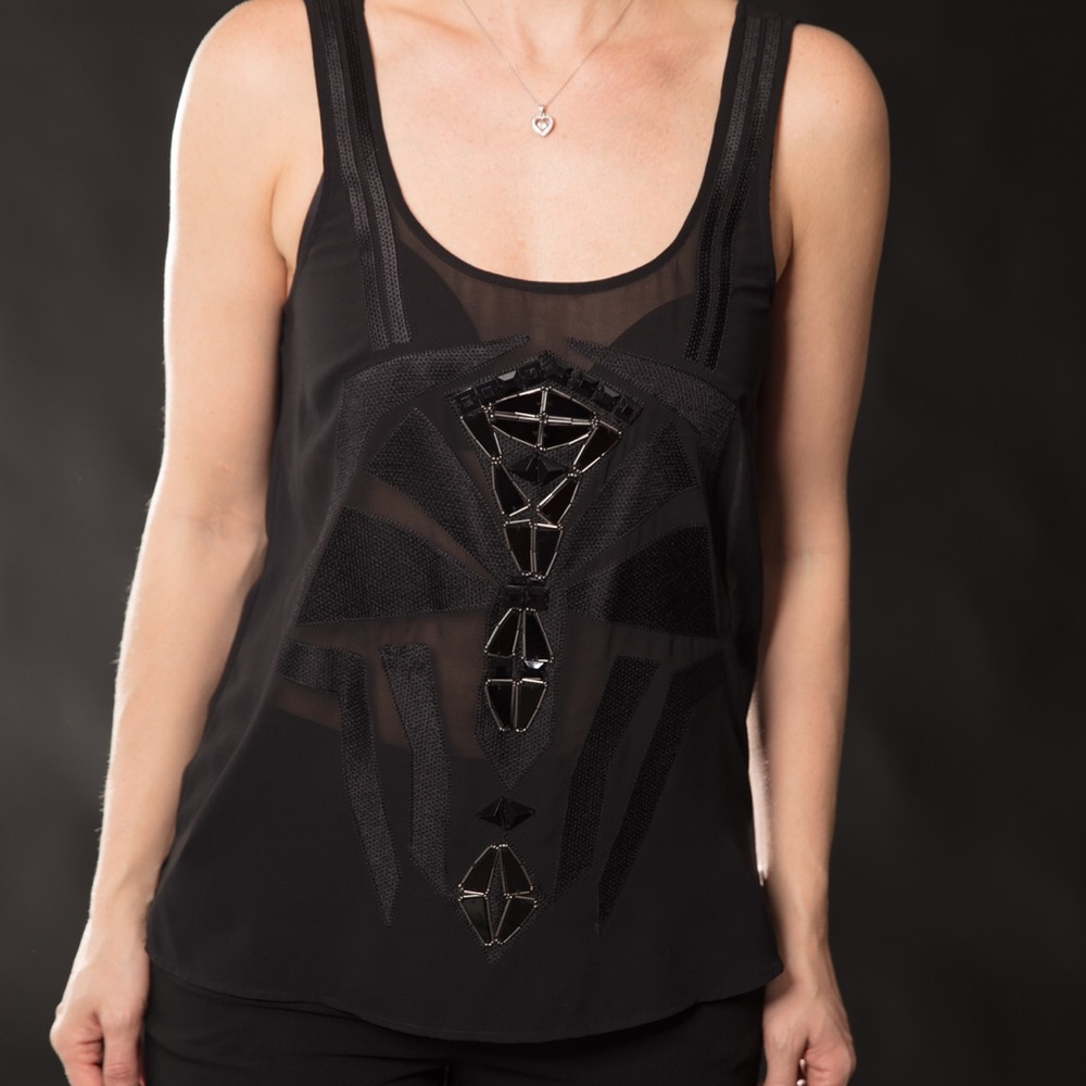High-low top with beading. Size XS